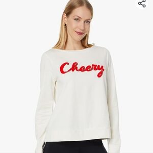 Lilly Pulitzer Rami Sweatshirt Top Cherry Graphic Pullover Bead Ivory